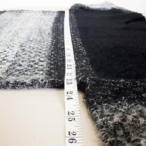 Fuzzy Knit Black Grey Gradient Striped Sweater - Picture 4 of 12